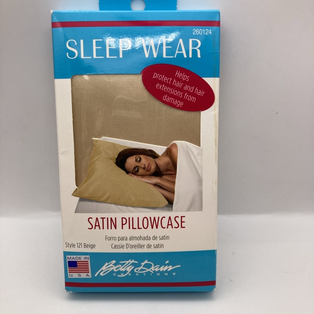 BETTY DAIN CREATIONS Beige Satin Zippered Standard Pillowcase (NEW)